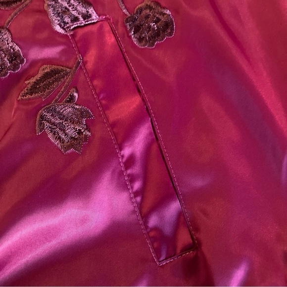 TORRID Sz  3 Embroidered Satin Finish Oversized Ribbed Hem & Cuffs Bomber Jacket - Picture 15 of 15